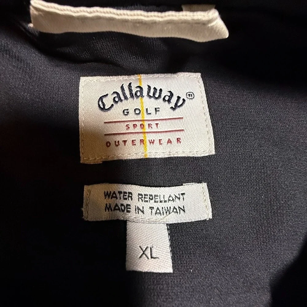 VTG Callaway Golf Vest Mens XL Black Beige‎ 1/4 Zip Windbreaker Outerwear